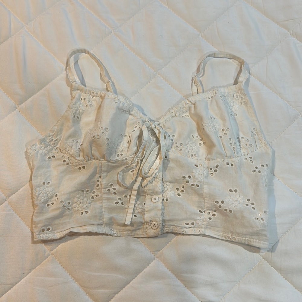 White floral crop top